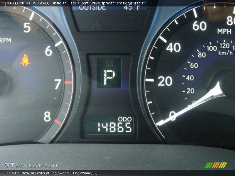 Obsidian Black / Light Gray/Espresso Birds-Eye Maple 2010 Lexus RX 350 AWD