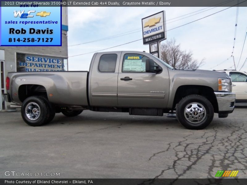 Graystone Metallic / Ebony 2013 Chevrolet Silverado 3500HD LT Extended Cab 4x4 Dually