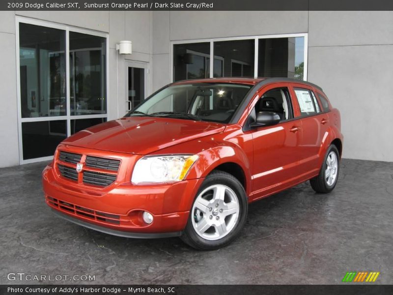 Sunburst Orange Pearl / Dark Slate Gray/Red 2009 Dodge Caliber SXT
