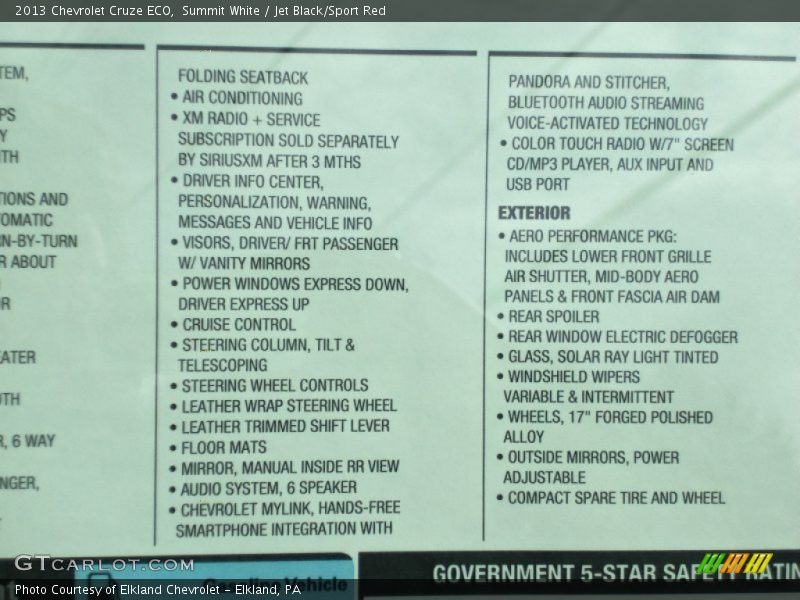 Summit White / Jet Black/Sport Red 2013 Chevrolet Cruze ECO