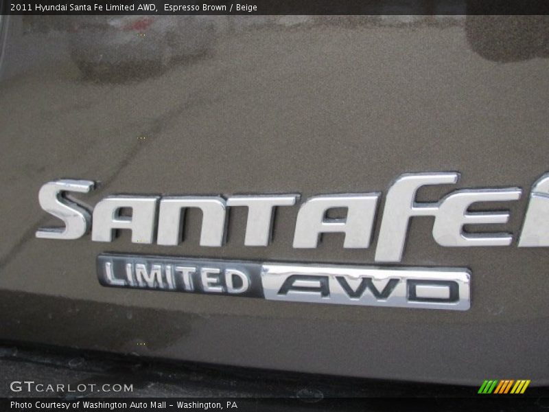 Espresso Brown / Beige 2011 Hyundai Santa Fe Limited AWD