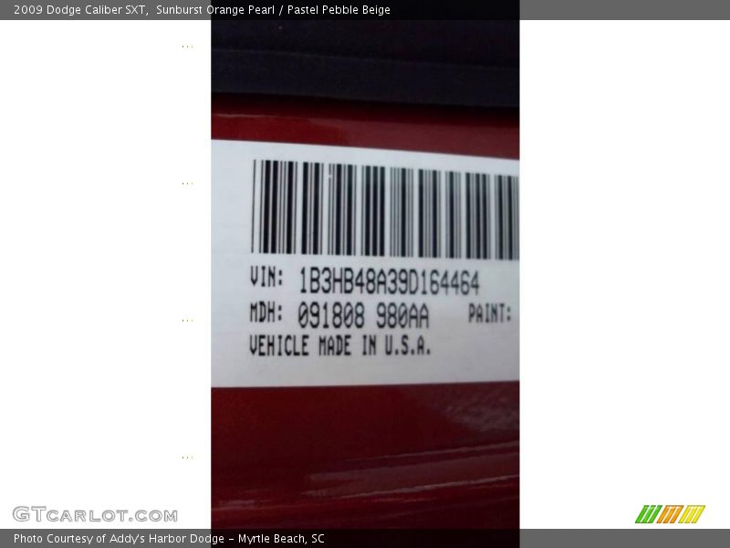 Sunburst Orange Pearl / Pastel Pebble Beige 2009 Dodge Caliber SXT