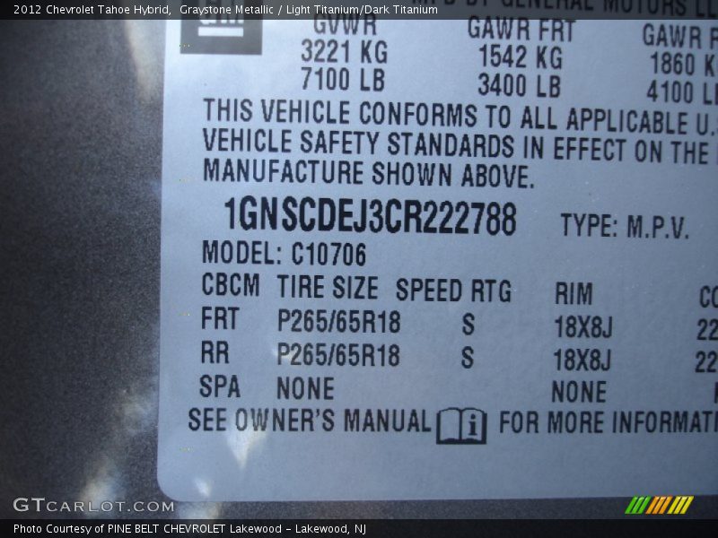 Graystone Metallic / Light Titanium/Dark Titanium 2012 Chevrolet Tahoe Hybrid