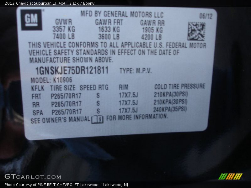Black / Ebony 2013 Chevrolet Suburban LT 4x4