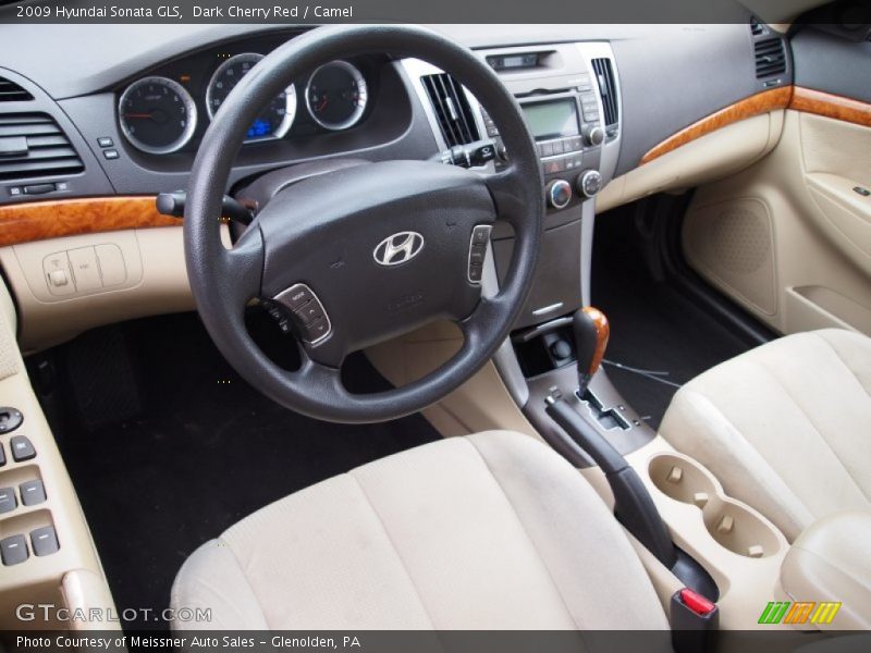Dark Cherry Red / Camel 2009 Hyundai Sonata GLS