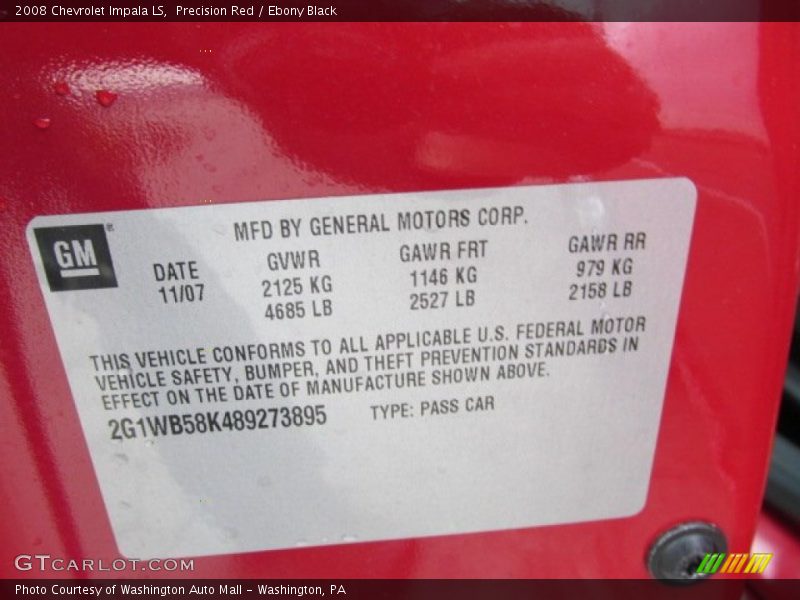 Precision Red / Ebony Black 2008 Chevrolet Impala LS