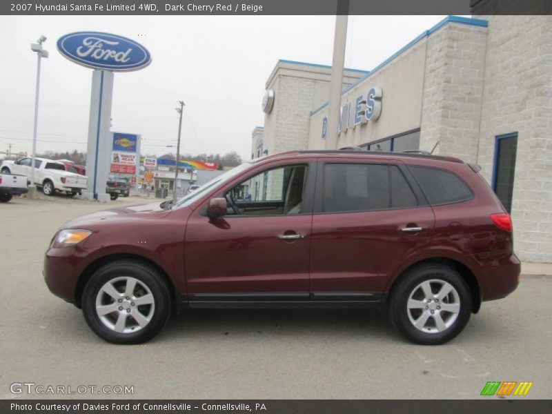 Dark Cherry Red / Beige 2007 Hyundai Santa Fe Limited 4WD