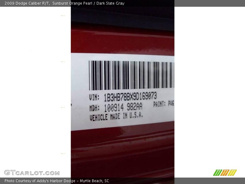 2009 Caliber R/T Sunburst Orange Pearl Color Code PV6