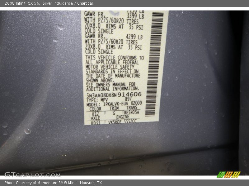 Silver Indulgence / Charcoal 2008 Infiniti QX 56