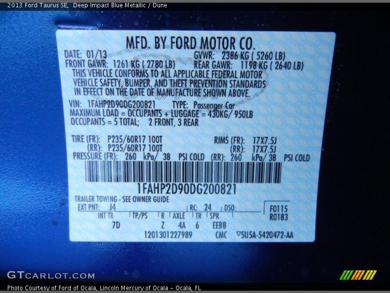 J4 - 2013 Ford Taurus SE