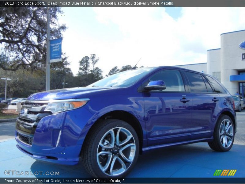 Deep Impact Blue Metallic / Charcoal Black/Liquid Silver Smoke Metallic 2013 Ford Edge Sport