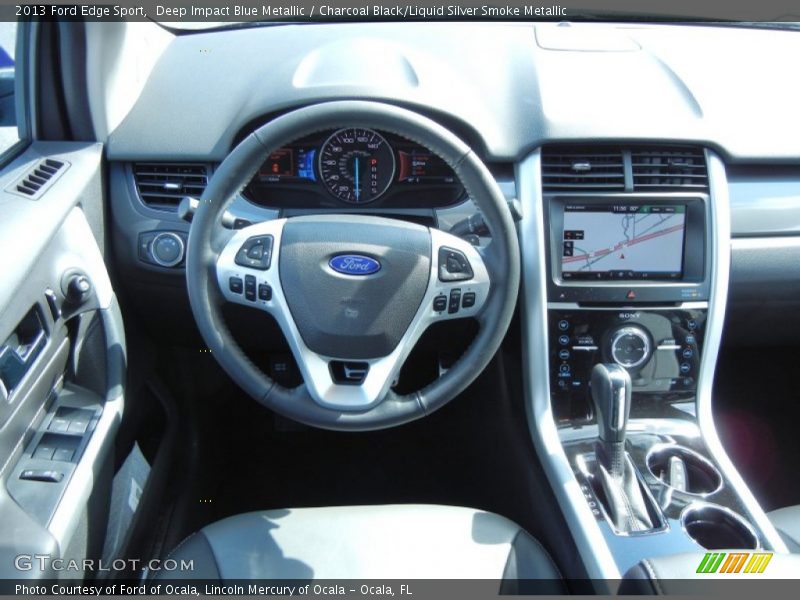 Deep Impact Blue Metallic / Charcoal Black/Liquid Silver Smoke Metallic 2013 Ford Edge Sport
