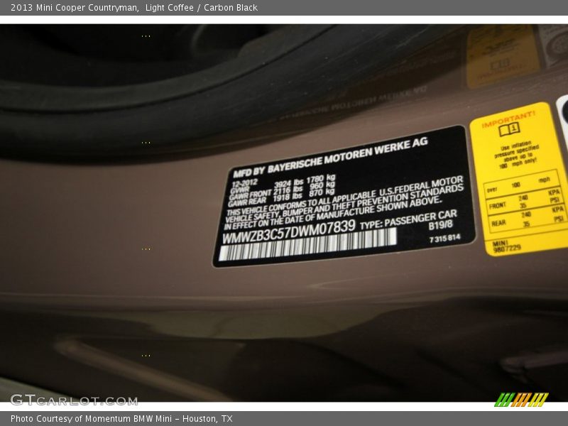 2013 Cooper Countryman Light Coffee Color Code B19