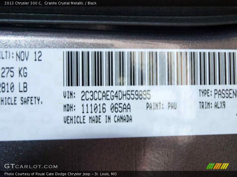 Granite Crystal Metallic / Black 2013 Chrysler 300 C