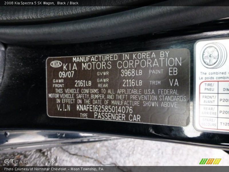 Black / Black 2008 Kia Spectra 5 SX Wagon