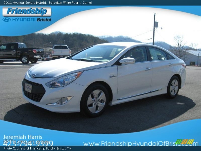 Porcelain White Pearl / Camel 2011 Hyundai Sonata Hybrid