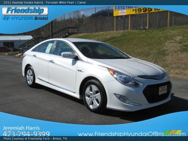Porcelain White Pearl / Camel 2011 Hyundai Sonata Hybrid