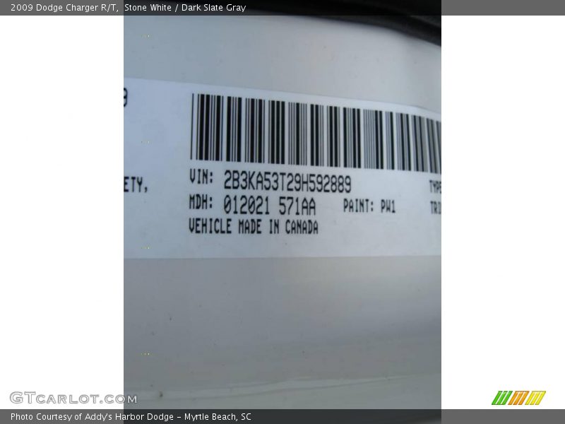 Stone White / Dark Slate Gray 2009 Dodge Charger R/T