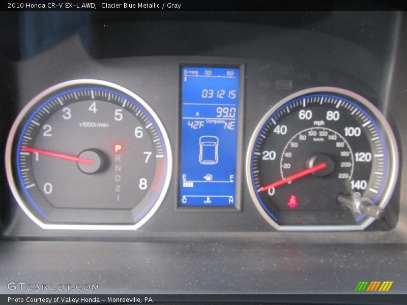 Glacier Blue Metallic / Gray 2010 Honda CR-V EX-L AWD