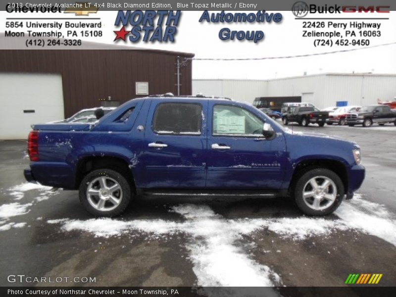 Blue Topaz Metallic / Ebony 2013 Chevrolet Avalanche LT 4x4 Black Diamond Edition