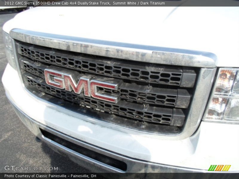 Summit White / Dark Titanium 2012 GMC Sierra 3500HD Crew Cab 4x4 Dually Stake Truck