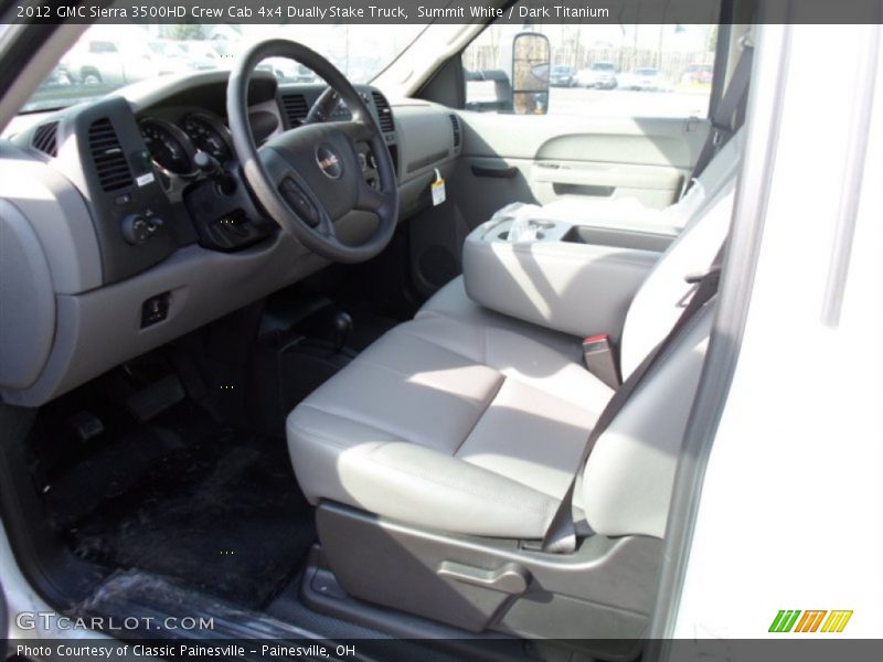 Summit White / Dark Titanium 2012 GMC Sierra 3500HD Crew Cab 4x4 Dually Stake Truck