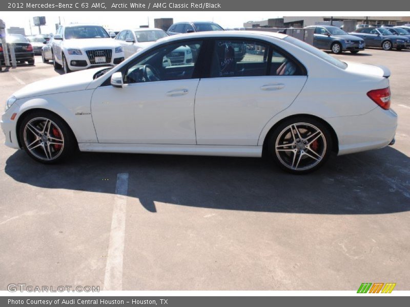 Arctic White / AMG Classic Red/Black 2012 Mercedes-Benz C 63 AMG