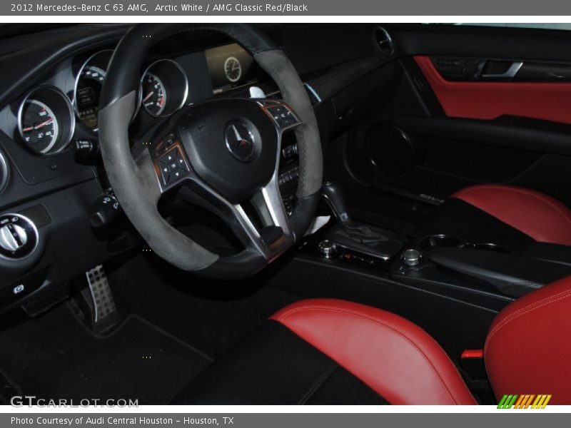 Arctic White / AMG Classic Red/Black 2012 Mercedes-Benz C 63 AMG