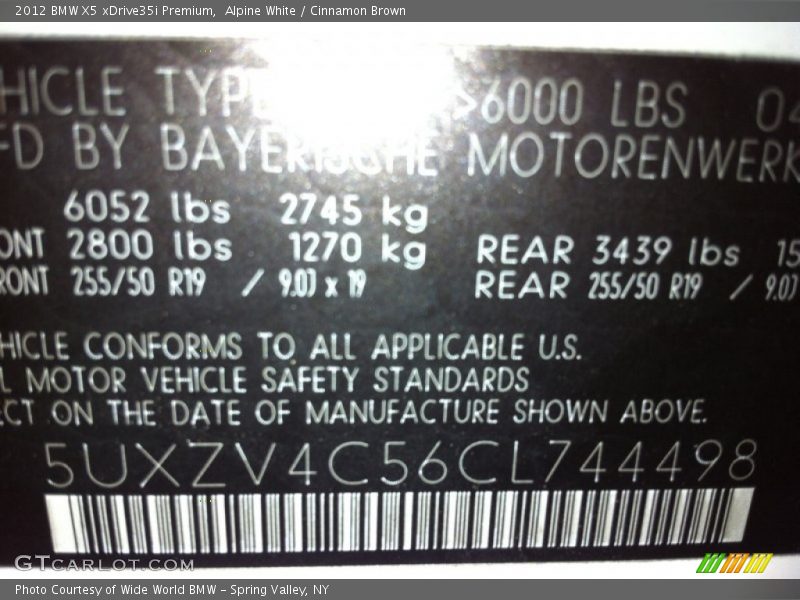 Alpine White / Cinnamon Brown 2012 BMW X5 xDrive35i Premium