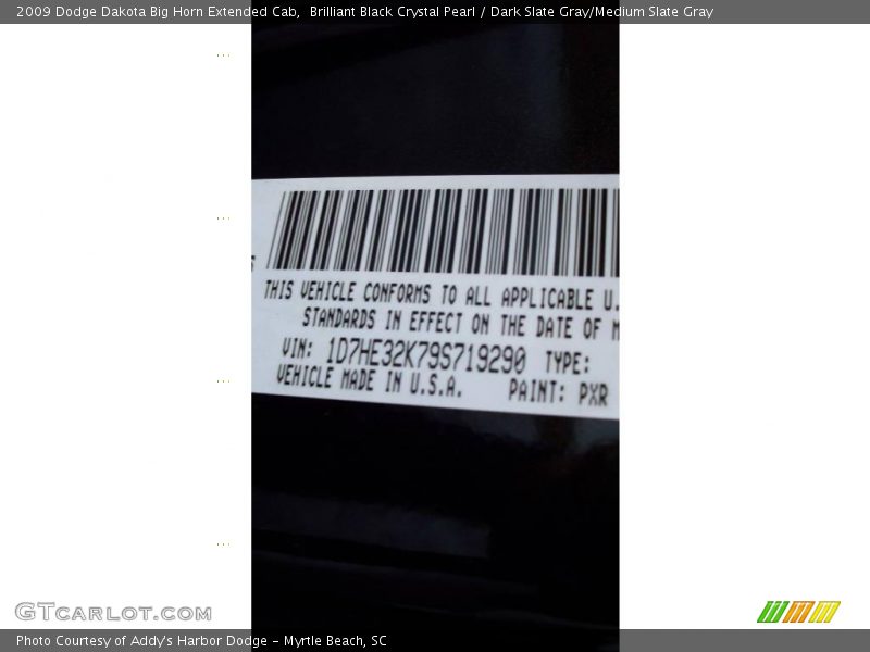 Brilliant Black Crystal Pearl / Dark Slate Gray/Medium Slate Gray 2009 Dodge Dakota Big Horn Extended Cab