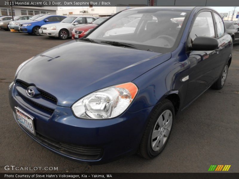 Dark Sapphire Blue / Black 2011 Hyundai Accent GL 3 Door