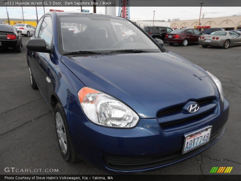 Dark Sapphire Blue / Black 2011 Hyundai Accent GL 3 Door