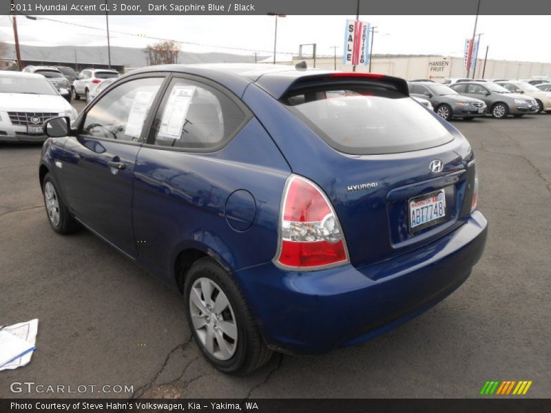 Dark Sapphire Blue / Black 2011 Hyundai Accent GL 3 Door