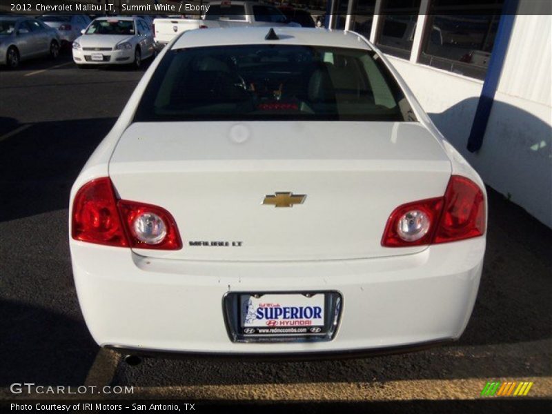 Summit White / Ebony 2012 Chevrolet Malibu LT