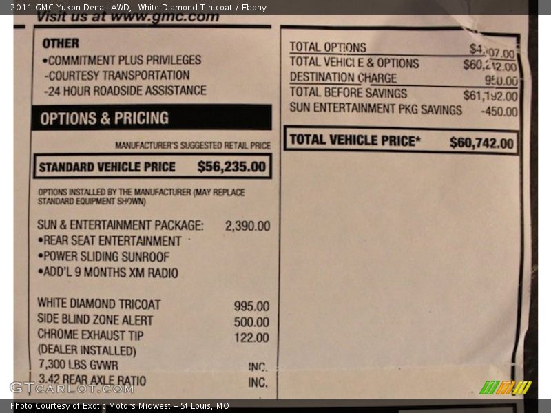  2011 Yukon Denali AWD Window Sticker