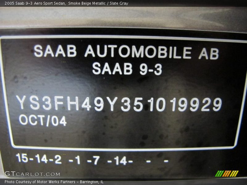 Smoke Beige Metallic / Slate Gray 2005 Saab 9-3 Aero Sport Sedan