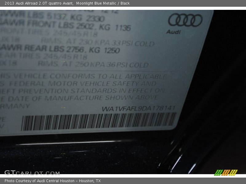 Moonlight Blue Metallic / Black 2013 Audi Allroad 2.0T quattro Avant
