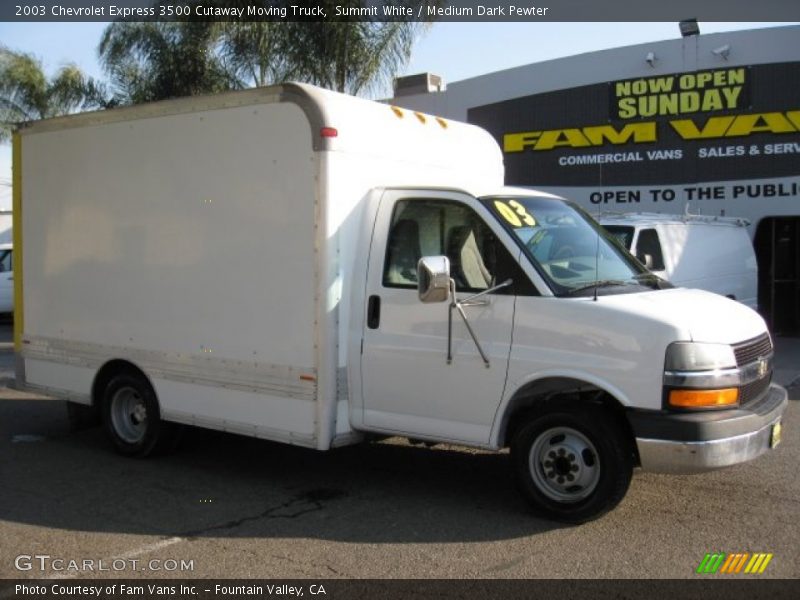 Summit White / Medium Dark Pewter 2003 Chevrolet Express 3500 Cutaway Moving Truck