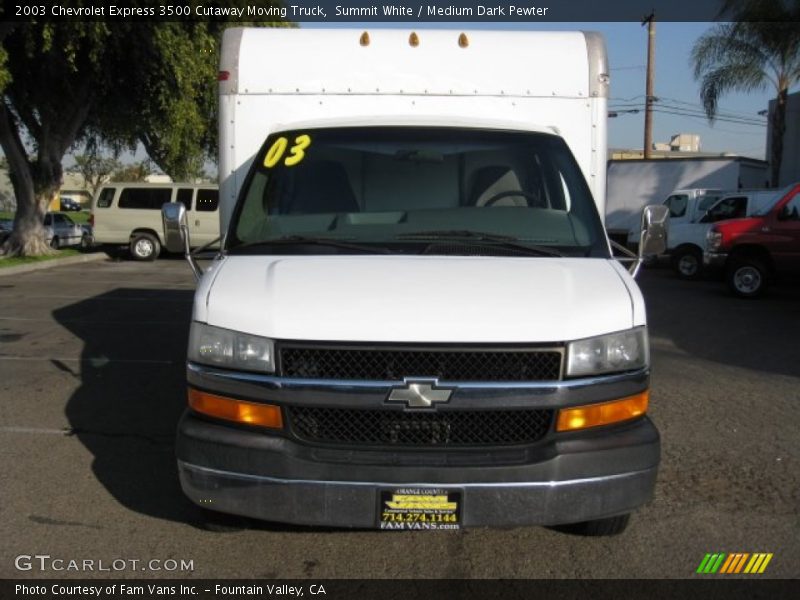 Summit White / Medium Dark Pewter 2003 Chevrolet Express 3500 Cutaway Moving Truck