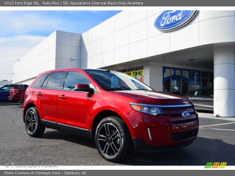 Ruby Red / SEL Appearance Charcoal Black/Gray Alcantara 2013 Ford Edge SEL
