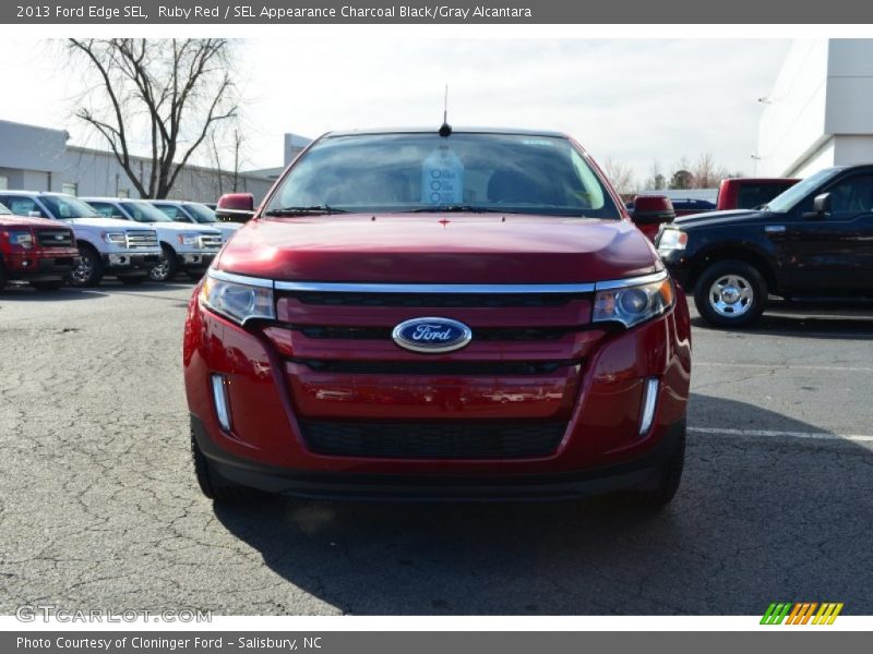 Ruby Red / SEL Appearance Charcoal Black/Gray Alcantara 2013 Ford Edge SEL
