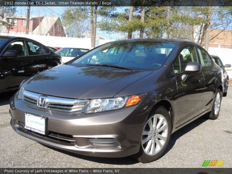 Urban Titanium Metallic / Beige 2012 Honda Civic EX-L Sedan