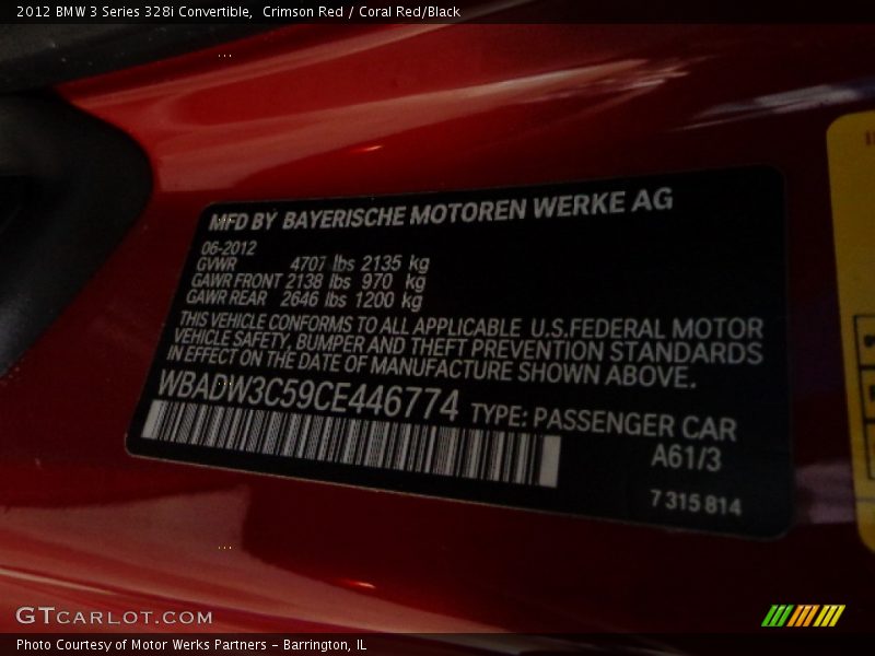 2012 3 Series 328i Convertible Crimson Red Color Code A61