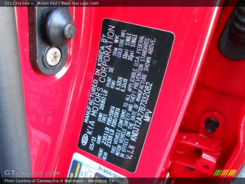 Molten Red / Black Soul Logo Cloth 2011 Kia Soul +