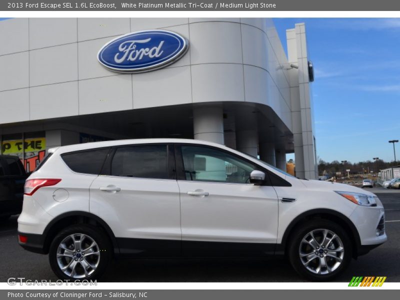 White Platinum Metallic Tri-Coat / Medium Light Stone 2013 Ford Escape SEL 1.6L EcoBoost