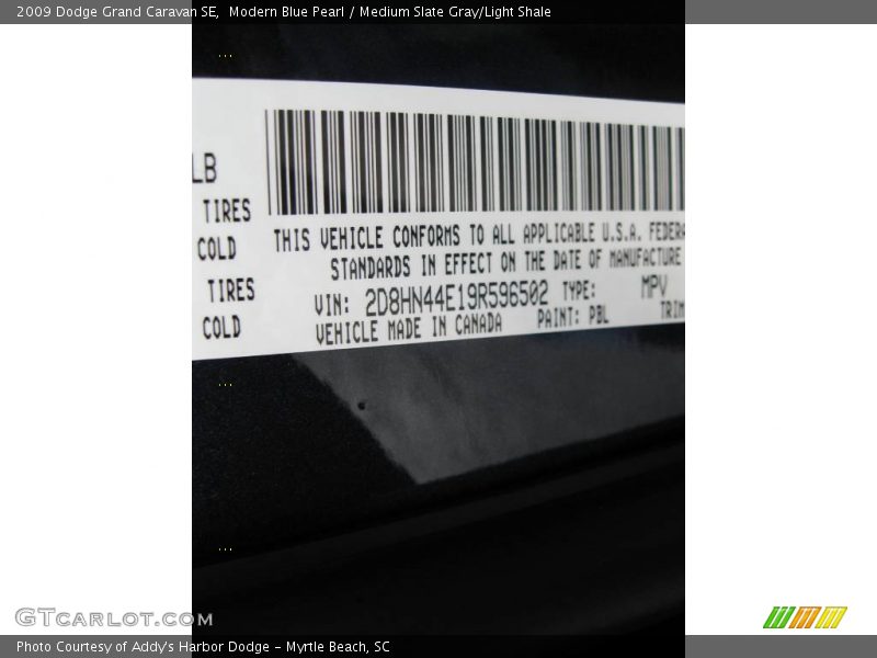 Modern Blue Pearl / Medium Slate Gray/Light Shale 2009 Dodge Grand Caravan SE
