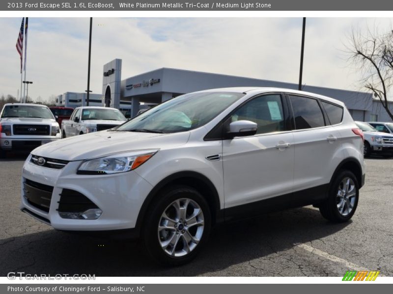 White Platinum Metallic Tri-Coat / Medium Light Stone 2013 Ford Escape SEL 1.6L EcoBoost