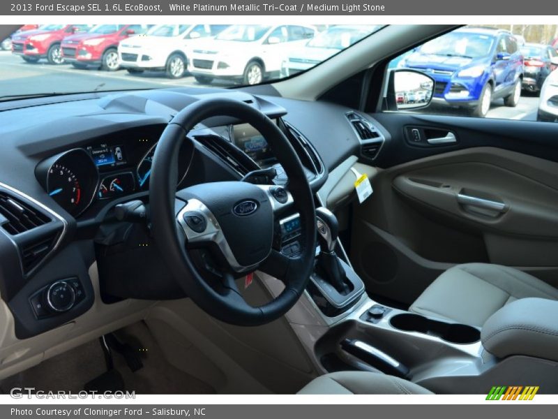 White Platinum Metallic Tri-Coat / Medium Light Stone 2013 Ford Escape SEL 1.6L EcoBoost