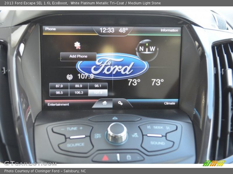 White Platinum Metallic Tri-Coat / Medium Light Stone 2013 Ford Escape SEL 1.6L EcoBoost
