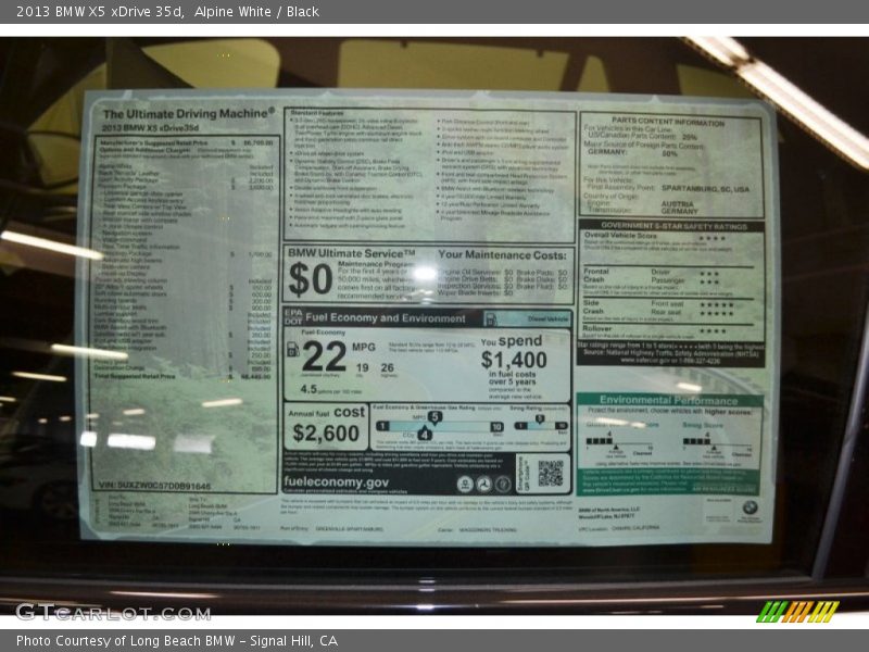 Alpine White / Black 2013 BMW X5 xDrive 35d